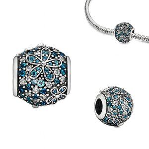 Blue Pave Daisy Flower Charm (ONE)